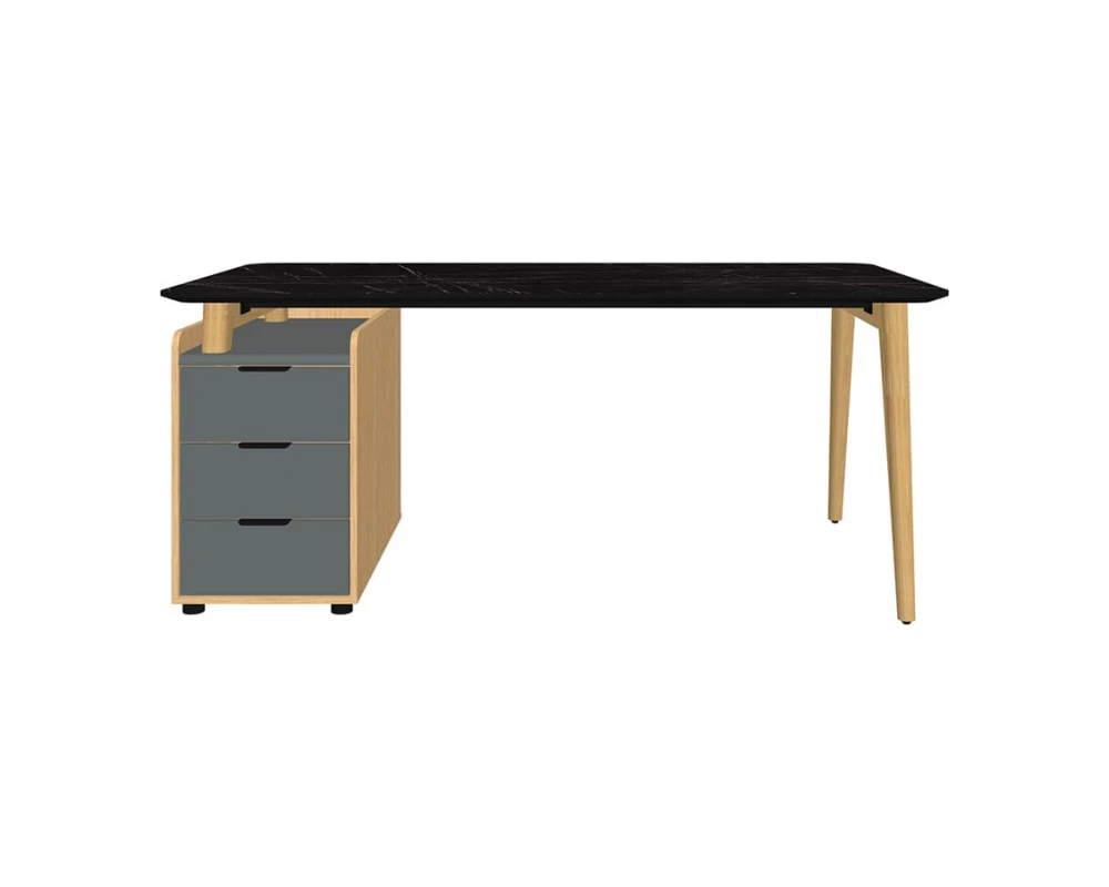 Стол рабочий прямой с опорной тумбой Rem-180.1L+Rem-32 Remo