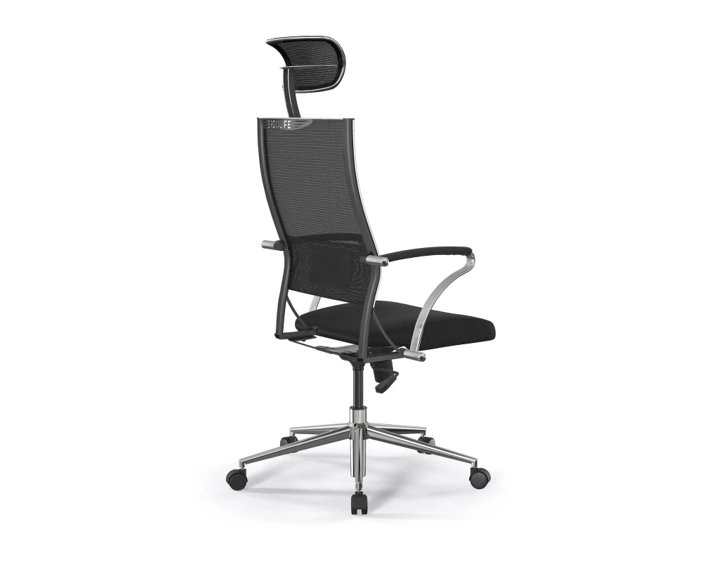 Кресло ErgoLife Sit Air-180 B2-290K M09.B23.G18.W01 (с подголовником) Сетка/Ткань, Черный