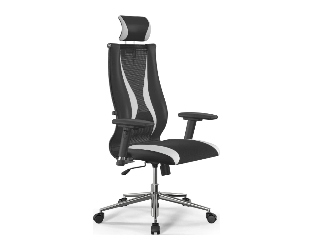 Кресло ErgoLife S 10 B2-170D M09.B23.G18.W01 (подл.2) Сетка/Экокожа, Черный/Белый