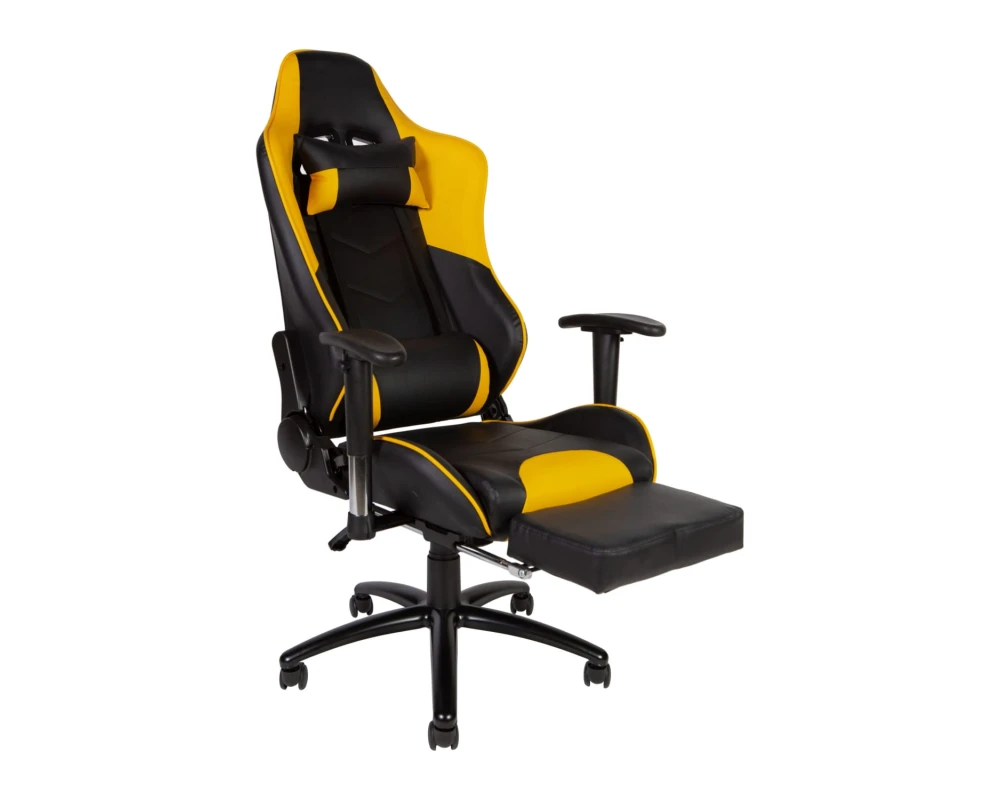 Кресло Norden Лотус GTS / Lotus GTS реклайнер Экокожа, Черный/Желтый