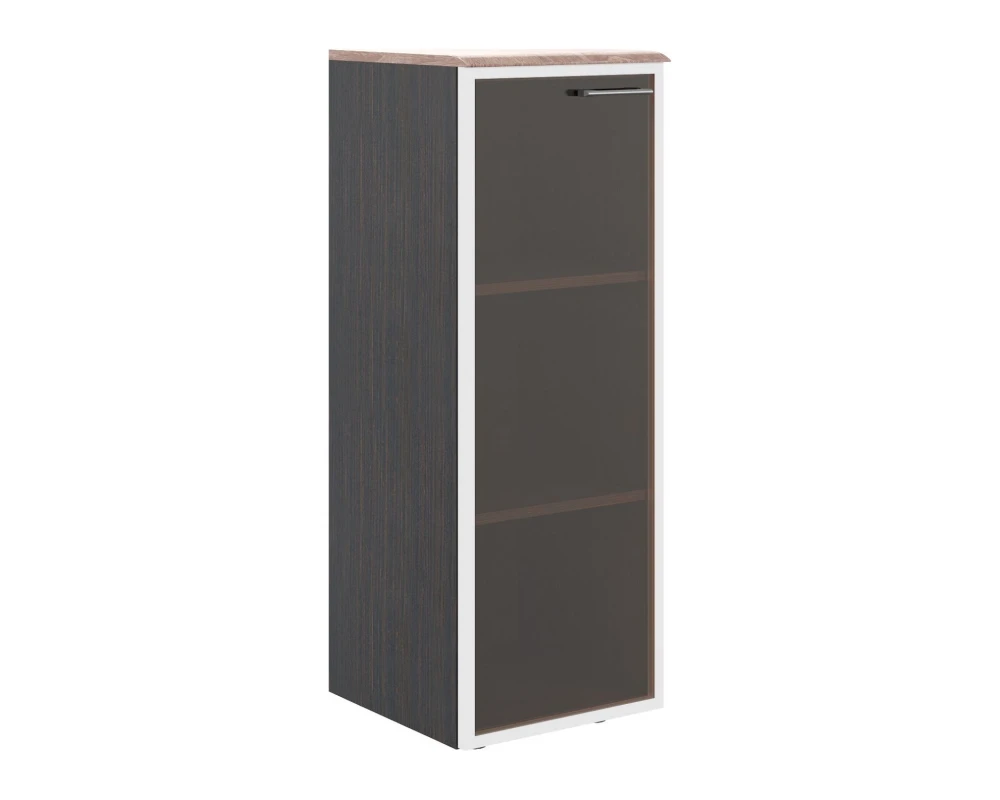 Шкаф колонка со стеклянной дверью в алюминиевой раме и топом Вейв / Wave