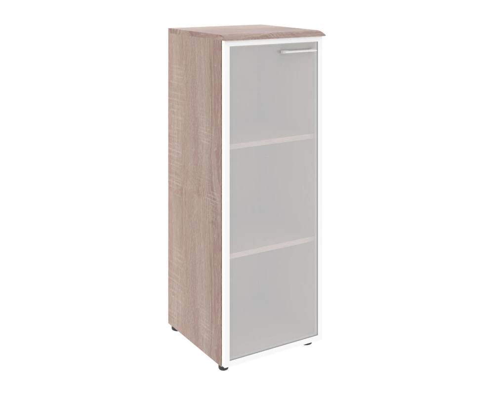 Шкаф колонка со стеклянной дверью в алюминиевой раме и топом Вейв / Wave